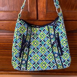 Vera Bradley  green blue Daisy Daisy shoulder tote